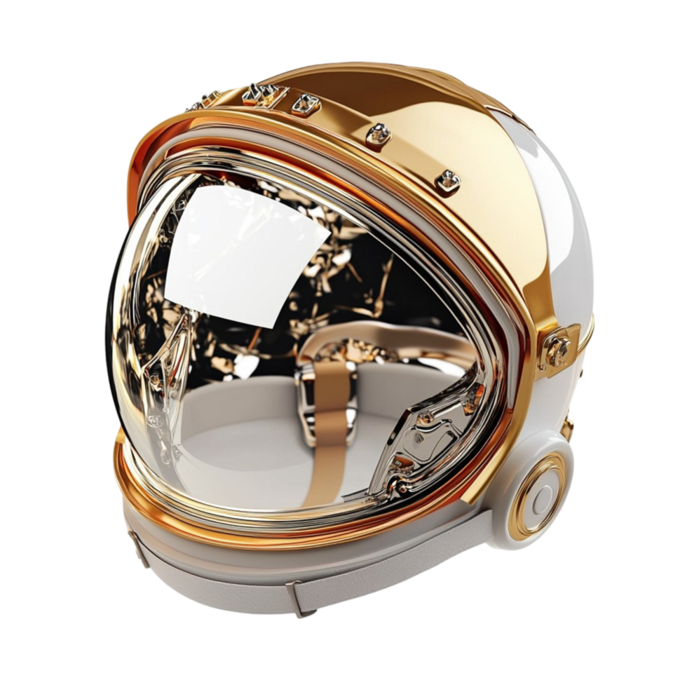 Vintage astronaut helmet with a reflective visor png