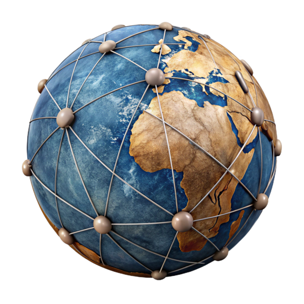 dramatic modern Globe with Network Lines Cutout high quality png