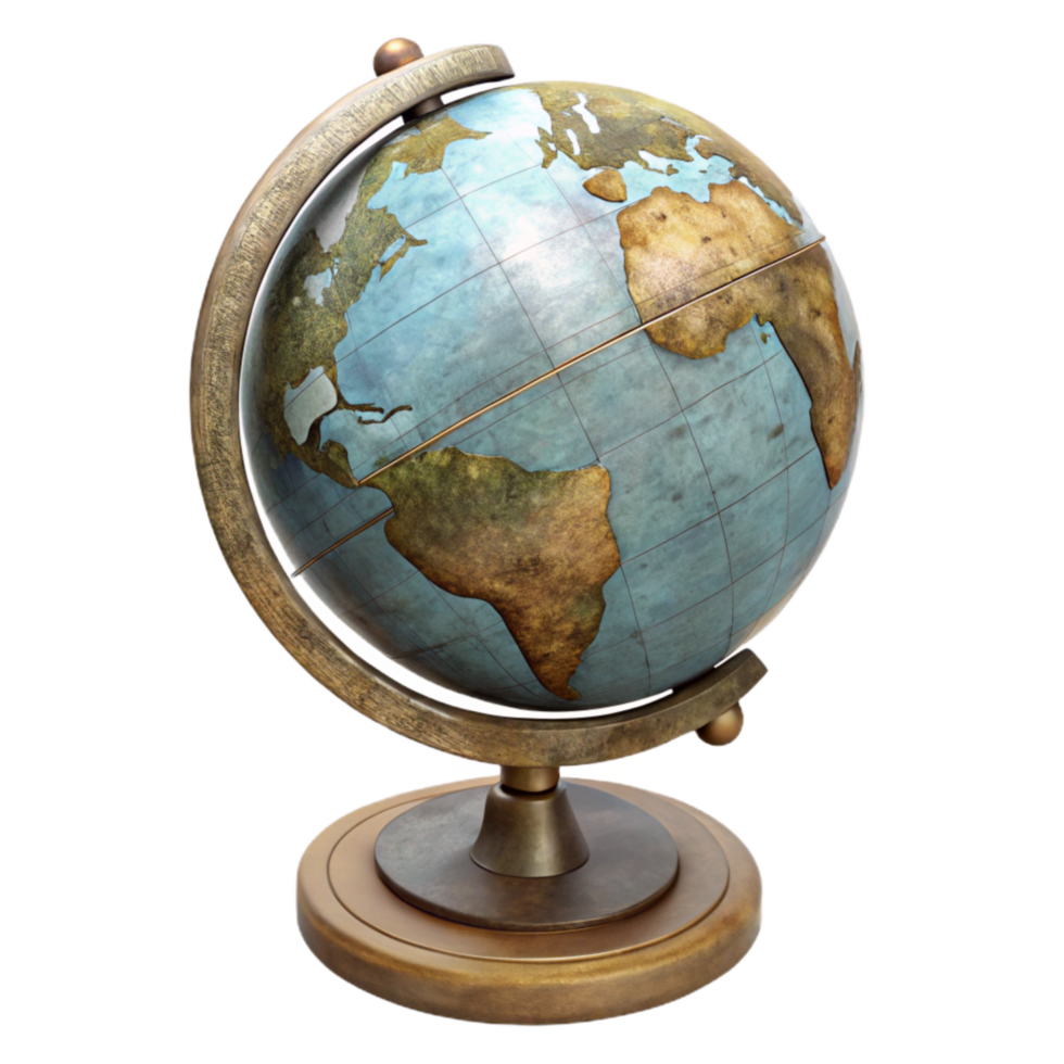 elegant classic Globe with Stand Isolated on White Background Cutout genuine png