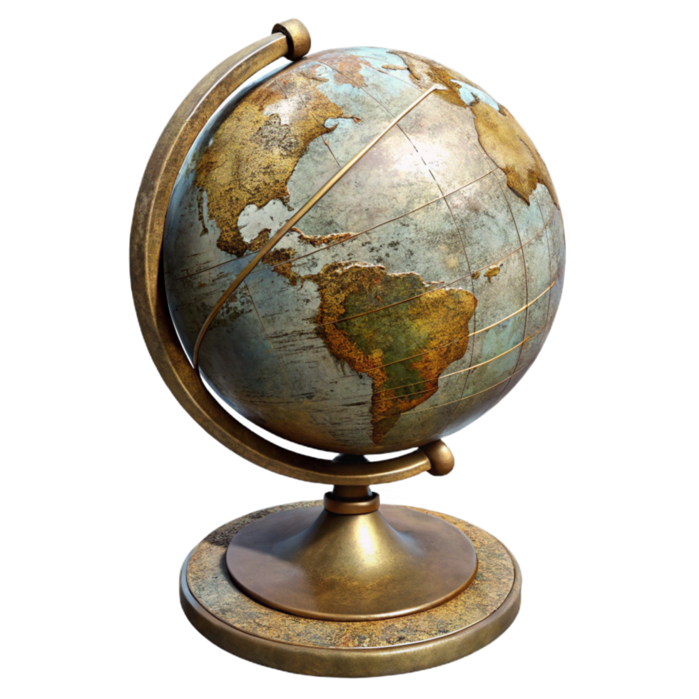 elegant modern Globe with Stand Front View Isolated original png