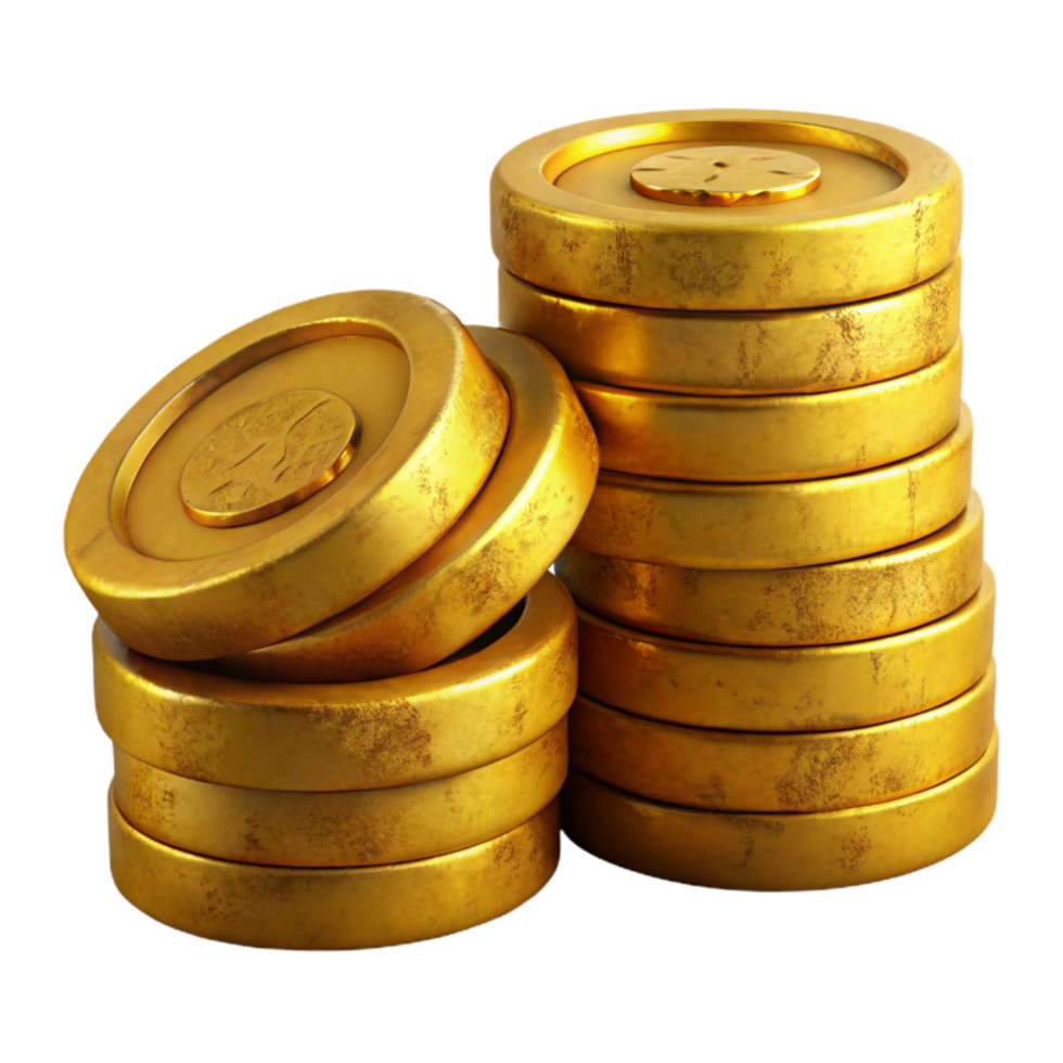 extraordinary classic Gold Coins Stack Side View Isolated Element genuine png