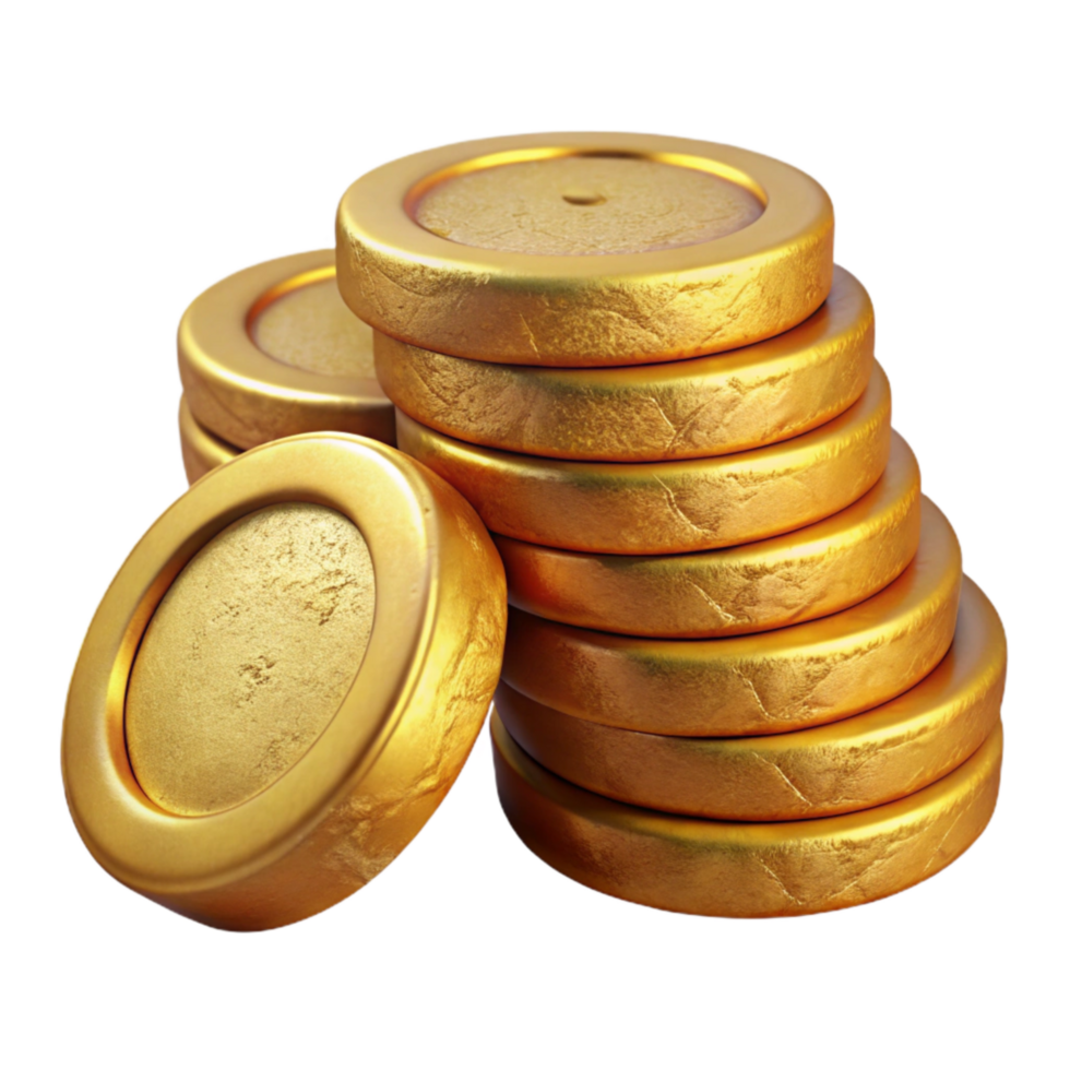 stunning classic Gold Coins Stack Side View Isolated Element 4K png