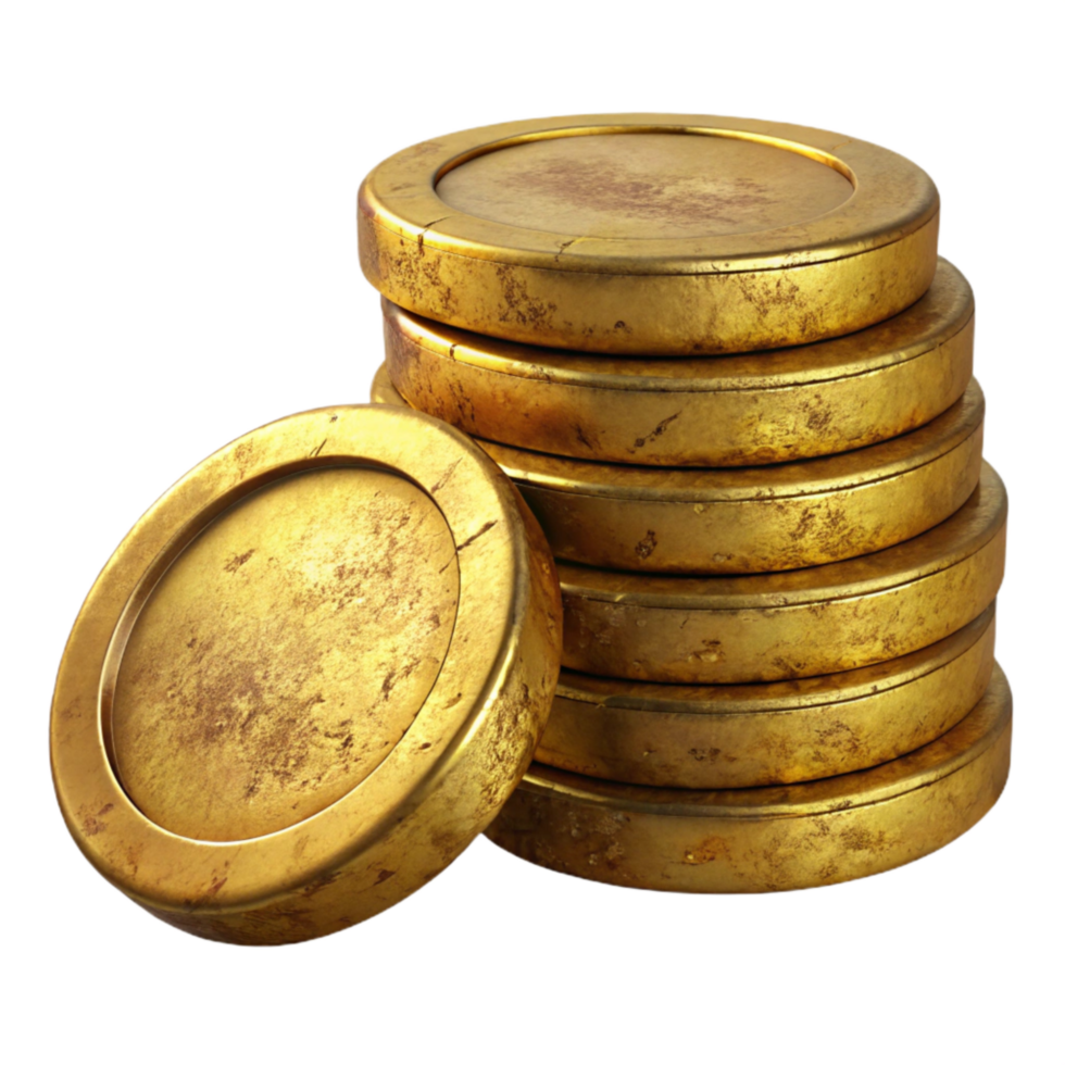 serene minimalist Gold Coin Stack Perspective View Isolated high resolution png