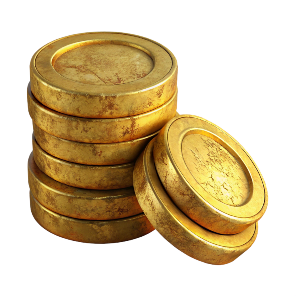 wonderful vintage Gold Coin Stack Perspective View Isolated high quality png