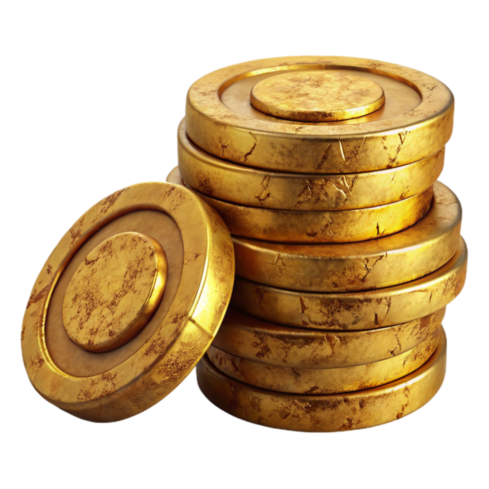 elegant minimalist Gold Coin Stack Perspective View Isolated exclusive png