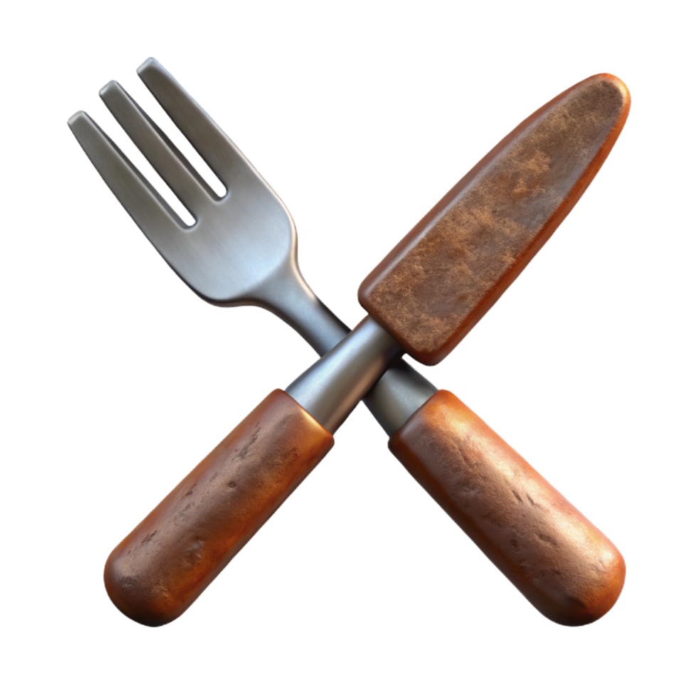 magnificent creative Knife and Fork Crossed Isolated Element 4K png