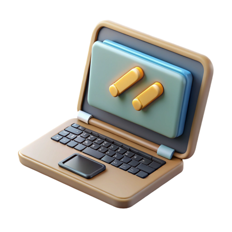 wonderful minimalist Laptop with Code on Screen Top View Cutout high resolution png
