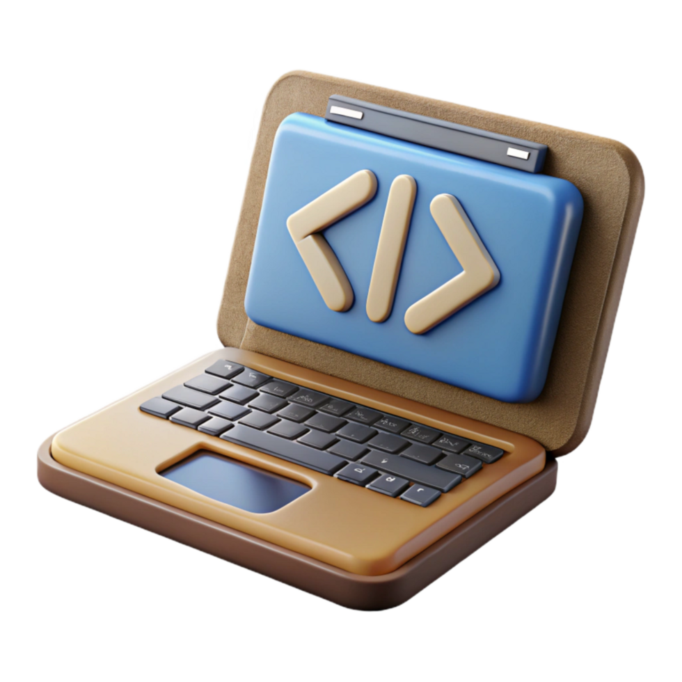 wonderful creative Laptop with Code on Screen Side View Cutout high resolution png