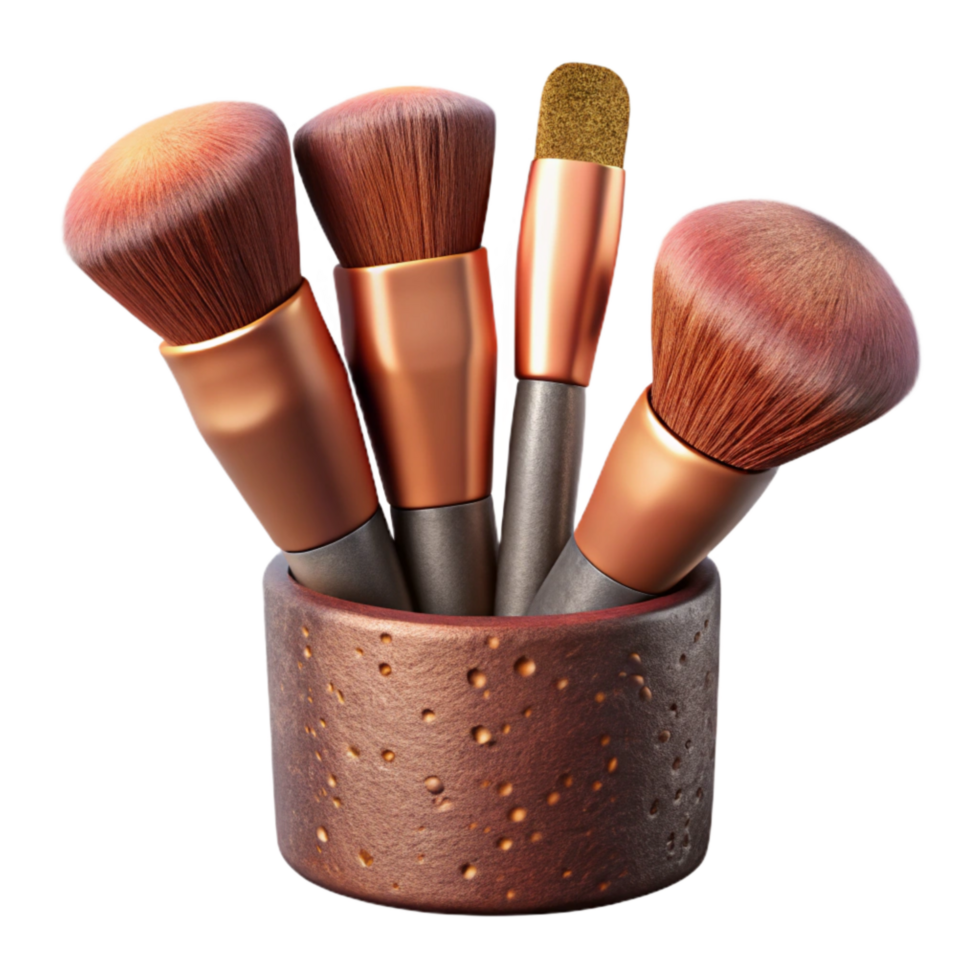 beautiful rustic Makeup Brush Set with Holder Isolated high resolution png