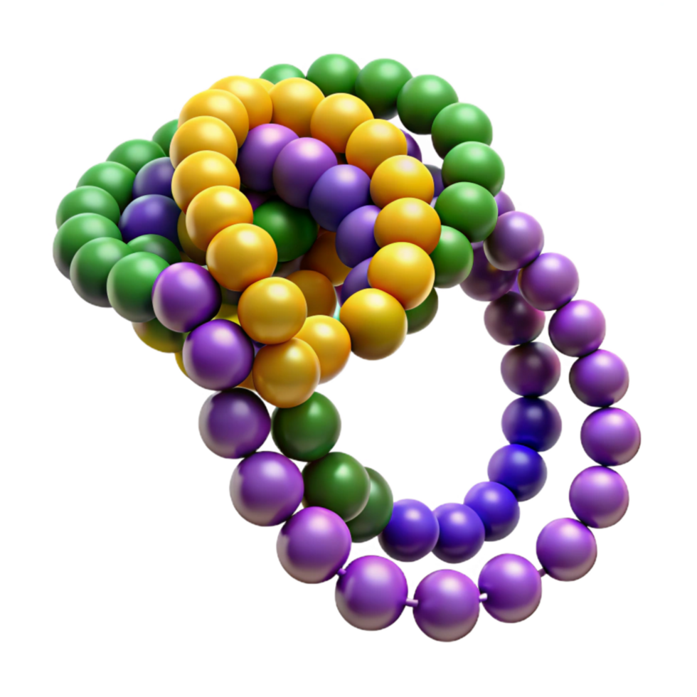 magnificent rustic Mardi Gras Beads Colorful Strands Isolated high resolution png
