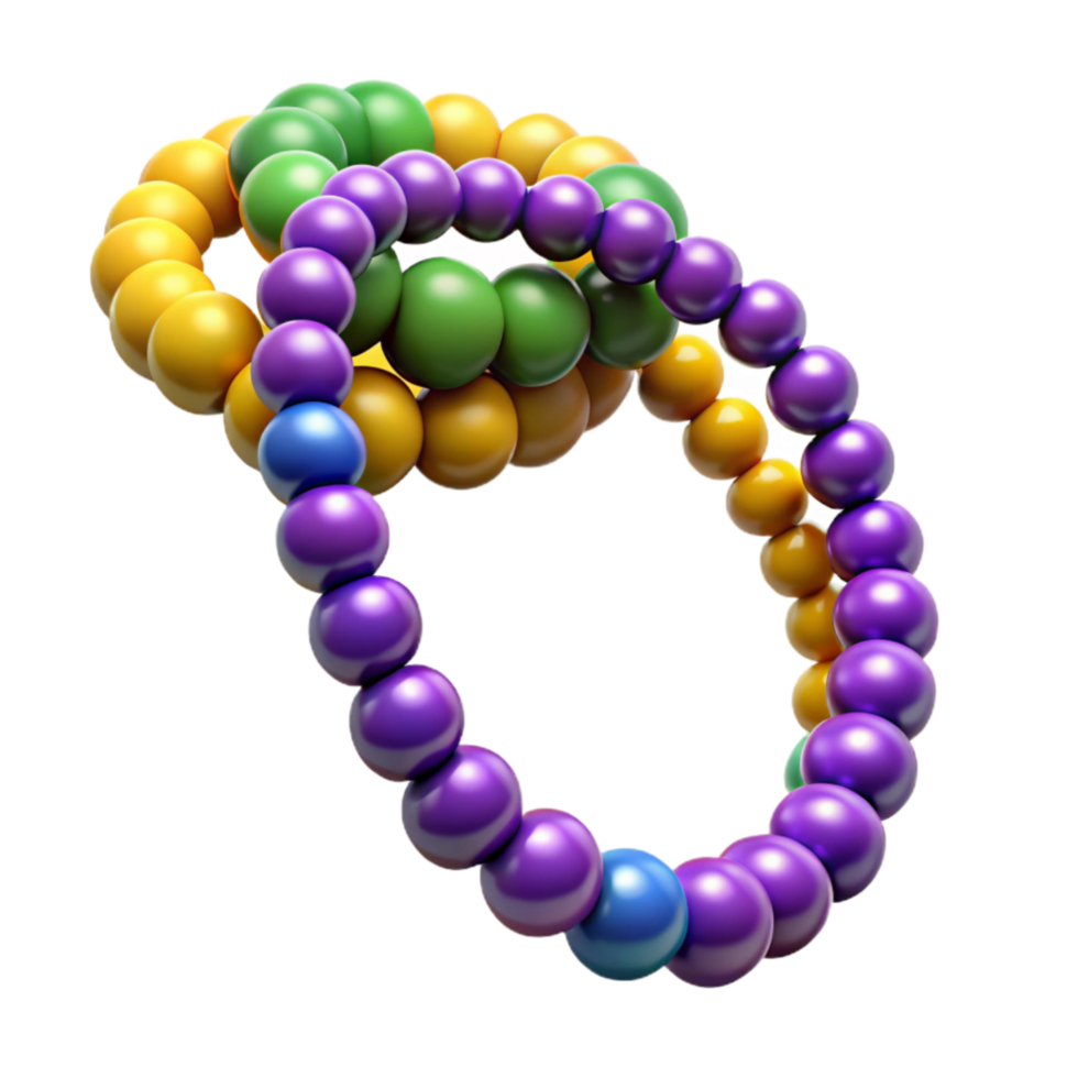 magnificent creative Mardi Gras Beads Colorful Strands Isolated exclusive png