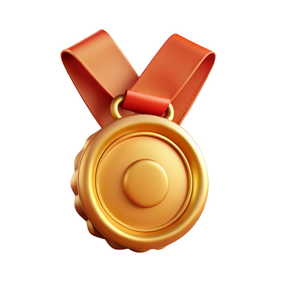 impressive rustic Medal Gold Finish Ribbon Detail Isolated original png