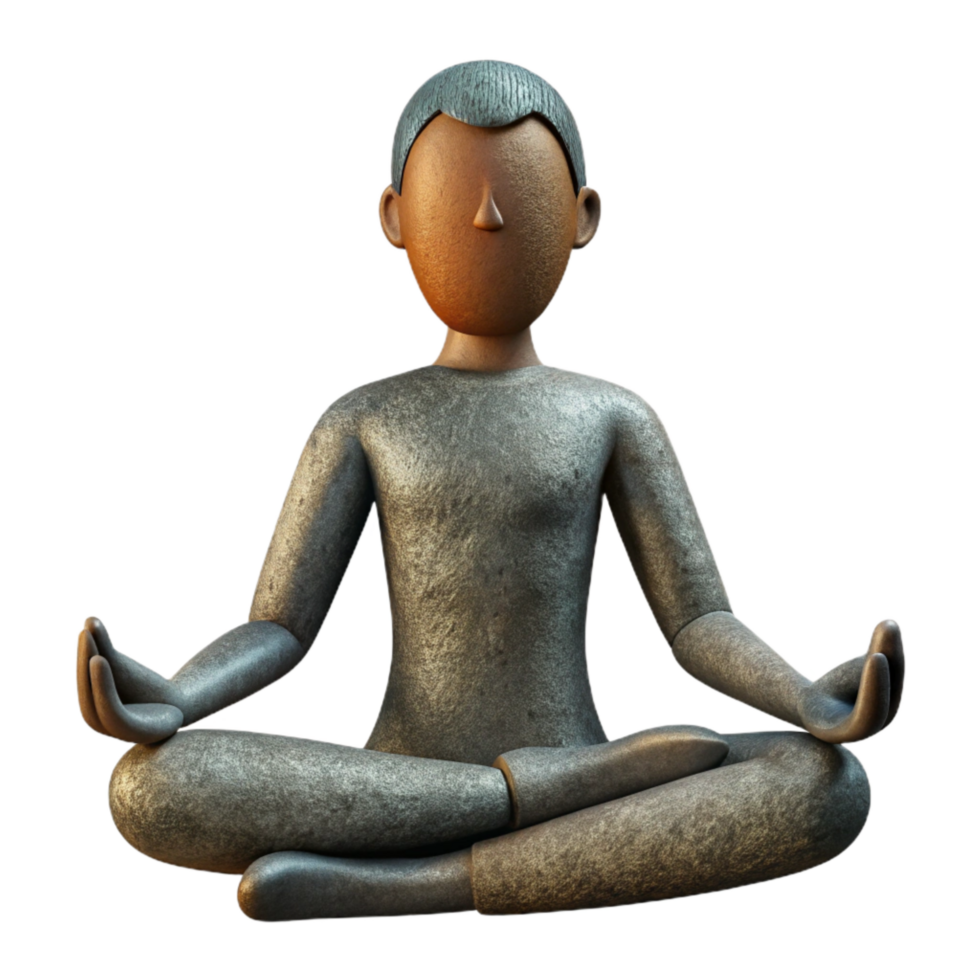 elegant modern Meditating Man Silhouette Isolated with Lotus Position detailed png