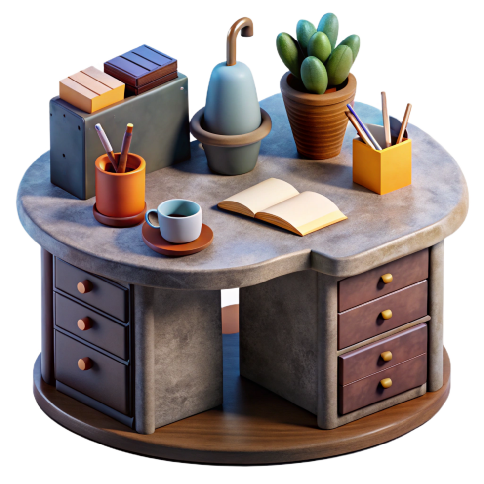 stunning traditional Office Desk with Stationery Items Isolated original png