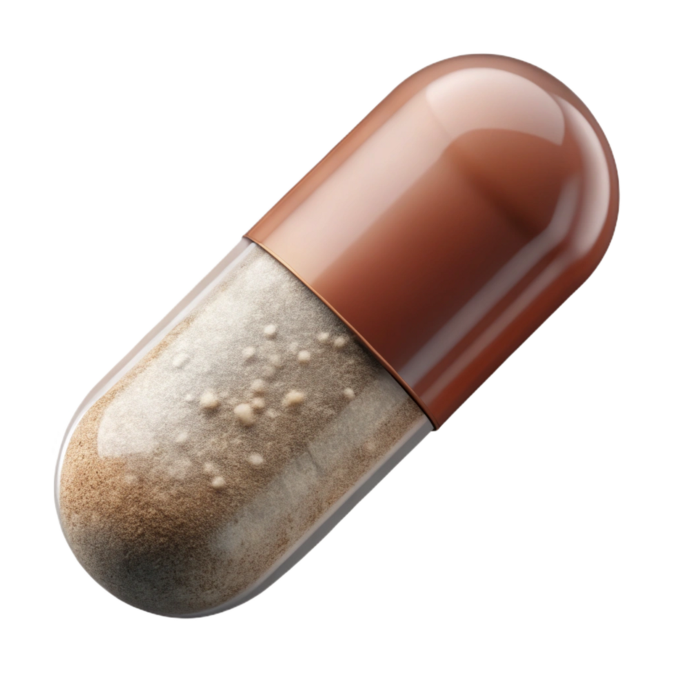 magnificent abstract Pill Capsule with Powder Inside Transparent detailed png