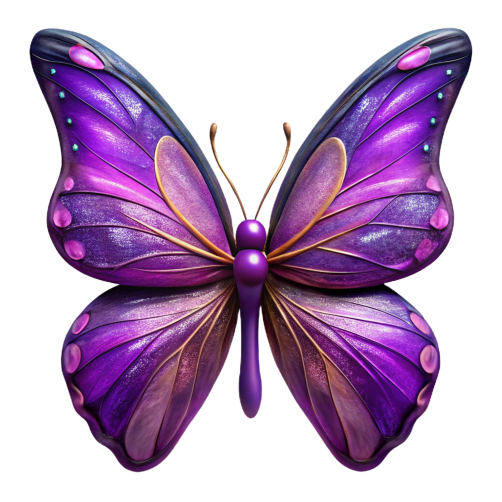 wonderful abstract Purple Butterfly with Detailed Wings Isolated 4K png