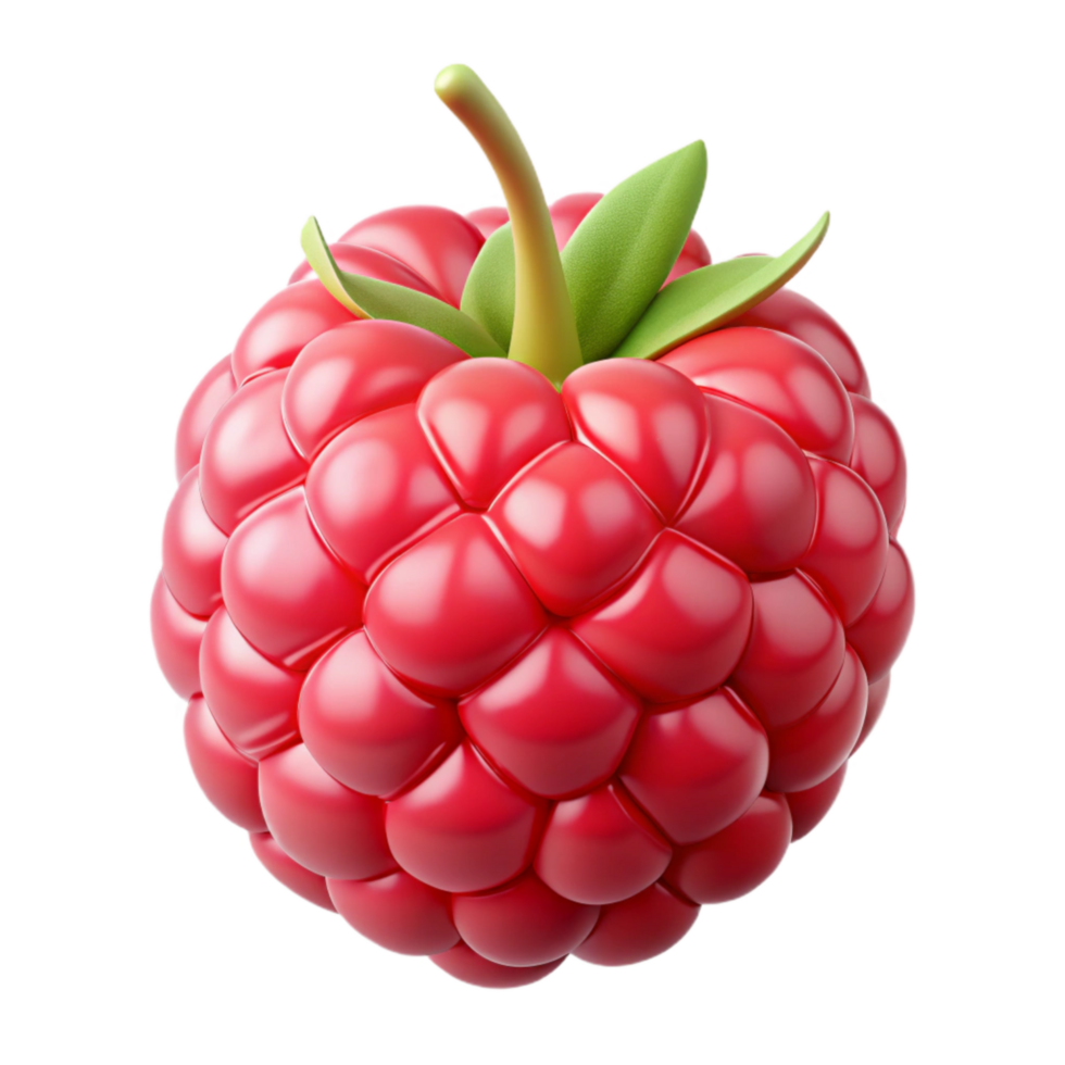 wonderful minimalist Raspberry Single Berry Red Color Isolated detailed png