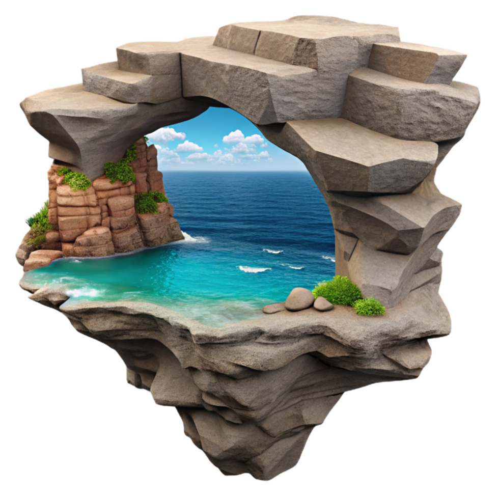 extraordinary minimalist Rocky Cliff Cutout with Ocean View detailed png