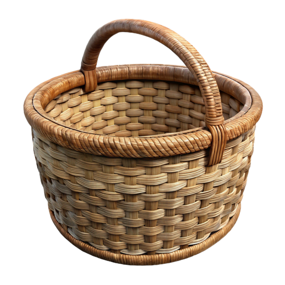 extraordinary creative Round Wicker Basket Empty Isolated high quality png