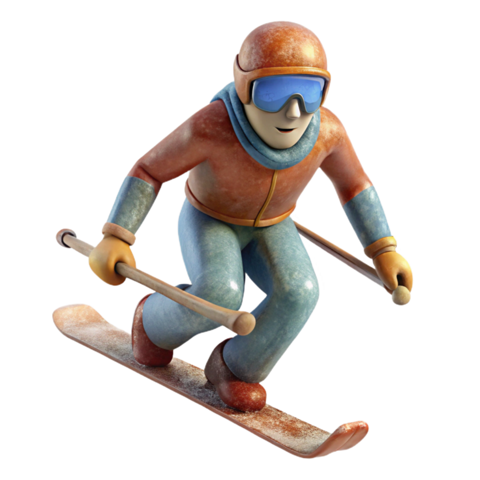 wonderful rustic Skier Downhill Action Shot Isolated Element premium png