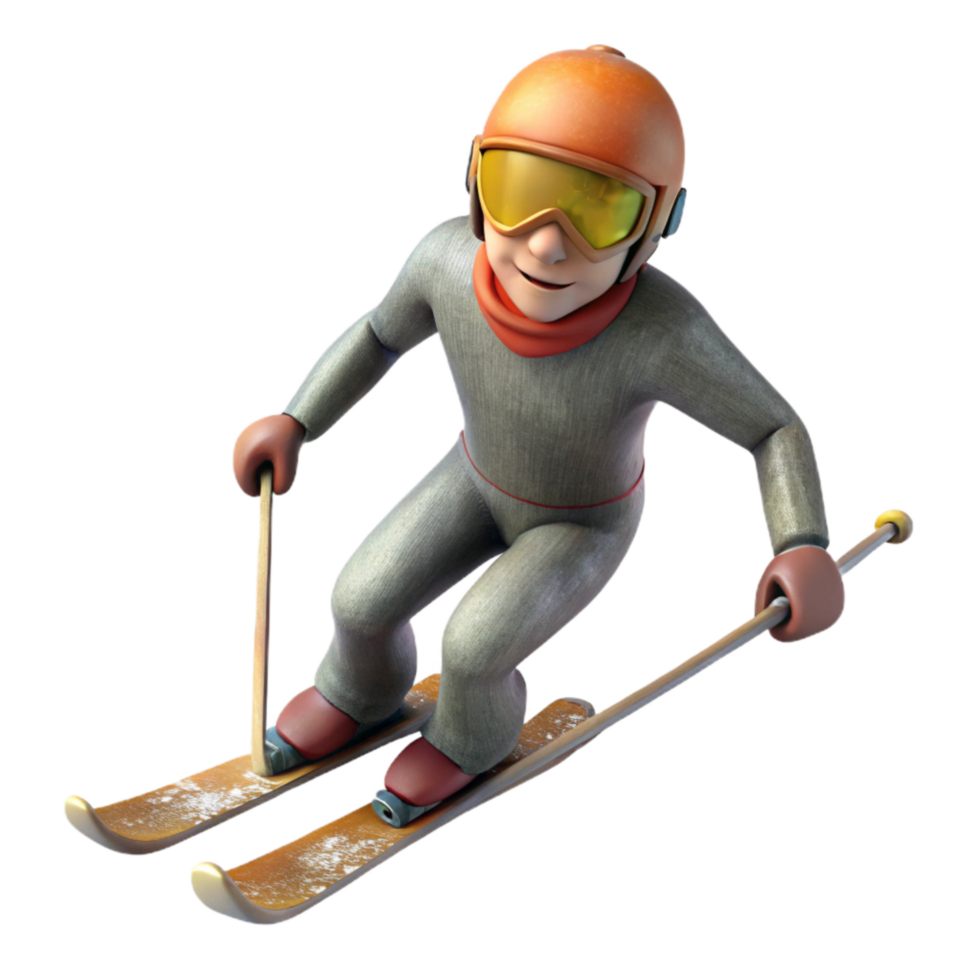 wonderful minimalist Skier Downhill Action Shot Isolated Element 4K png