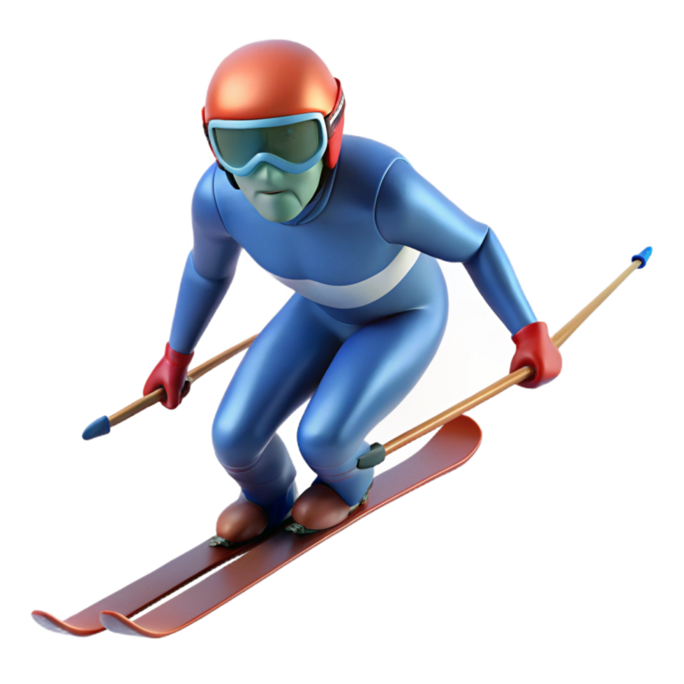 extraordinary creative Skier Downhill High Speed Action Isolated detailed png
