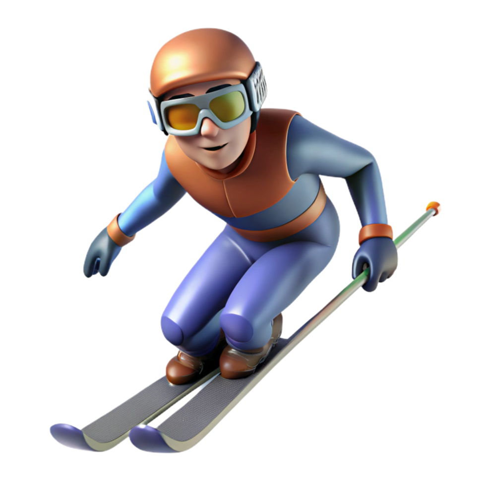 beautiful classic Skier Downhill High Speed Action Isolated high quality png