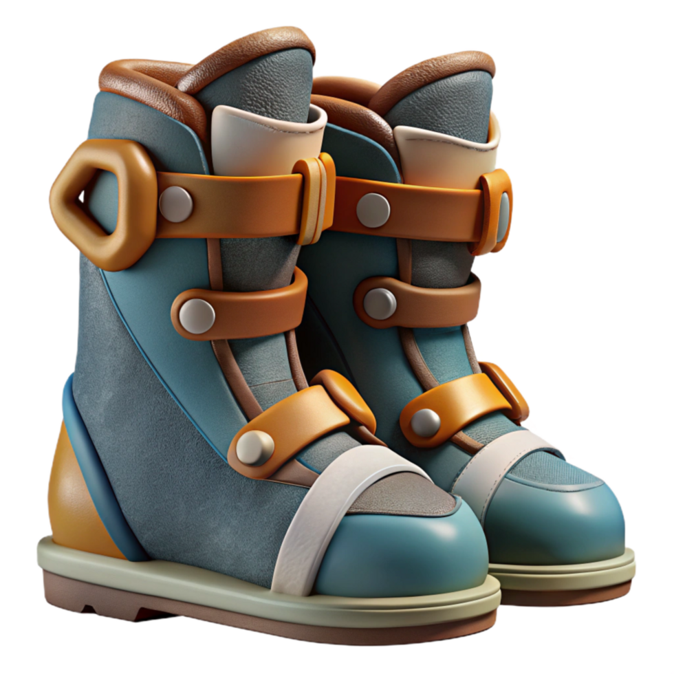 stunning rustic Ski Boots Side View Isolated Element 4K png