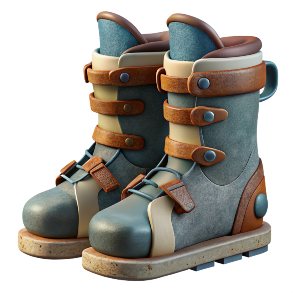 vibrant traditional Ski Boots Side View Isolated Element 4K png