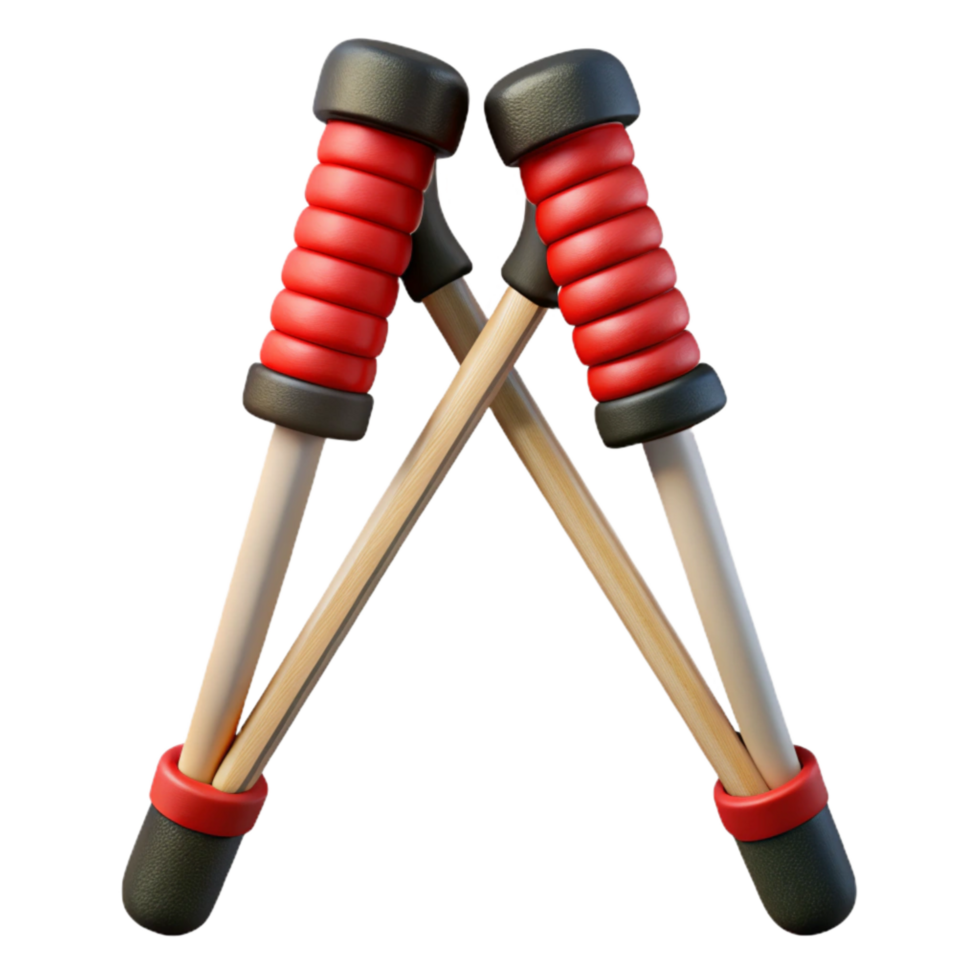 dramatic classic Ski Poles with Grips Red and Black Cutout 4K png
