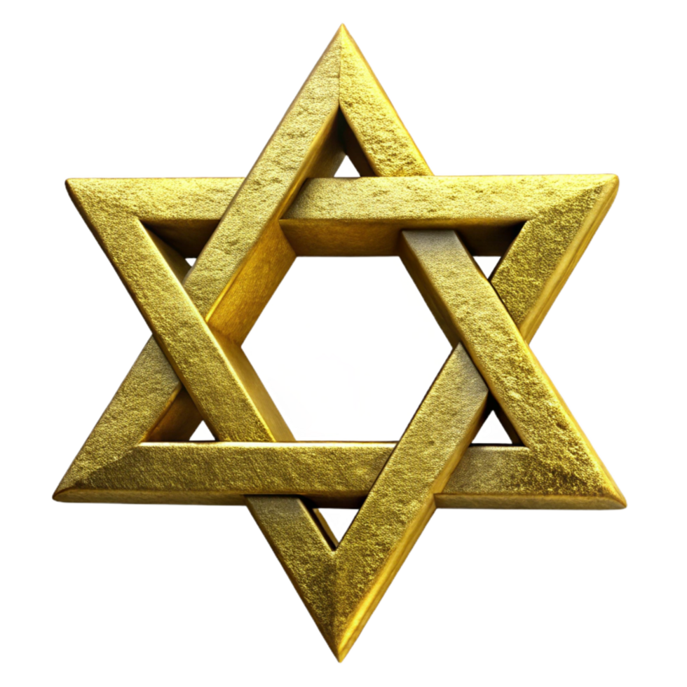 vibrant modern Star of David Gold Six Pointed Isolated high resolution png