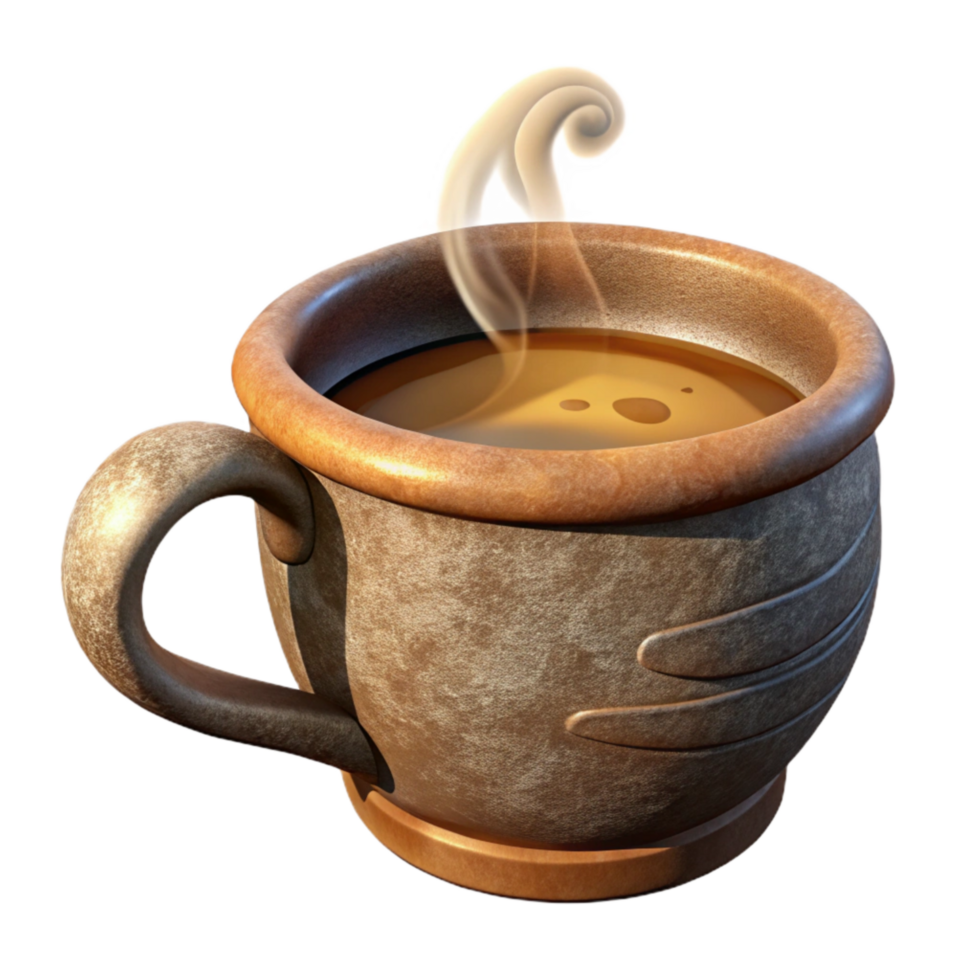 elegant minimalist Steaming Coffee Cup Cutout Isolated Element genuine png