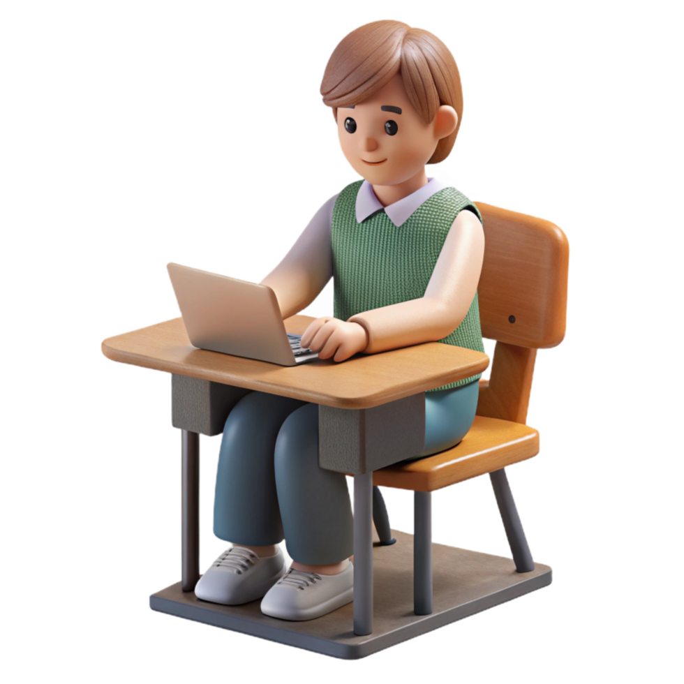 serene contemporary Student Participating in Class Isolated high quality png