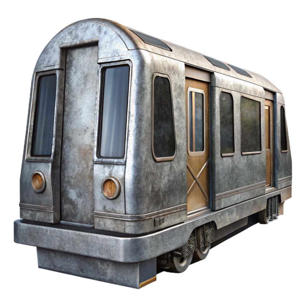 extraordinary traditional Subway Train Front View Silver and Black Isolated detailed png