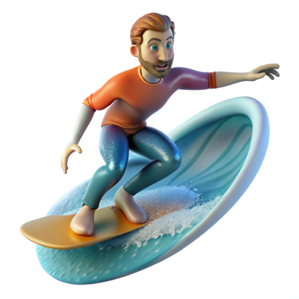 dramatic artistic Surfer Riding Wave Front View Cutout detailed png