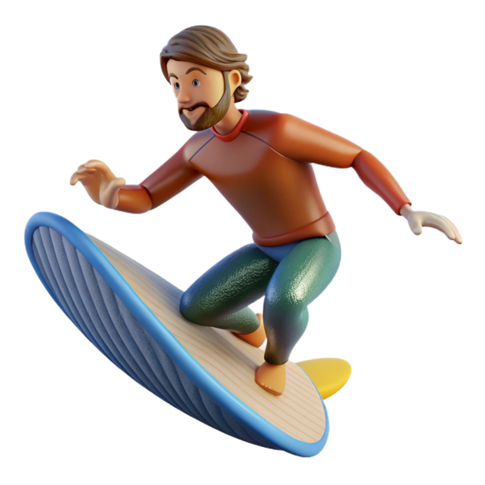 wonderful traditional Surfer Riding Wave Front View Cutout authentic png