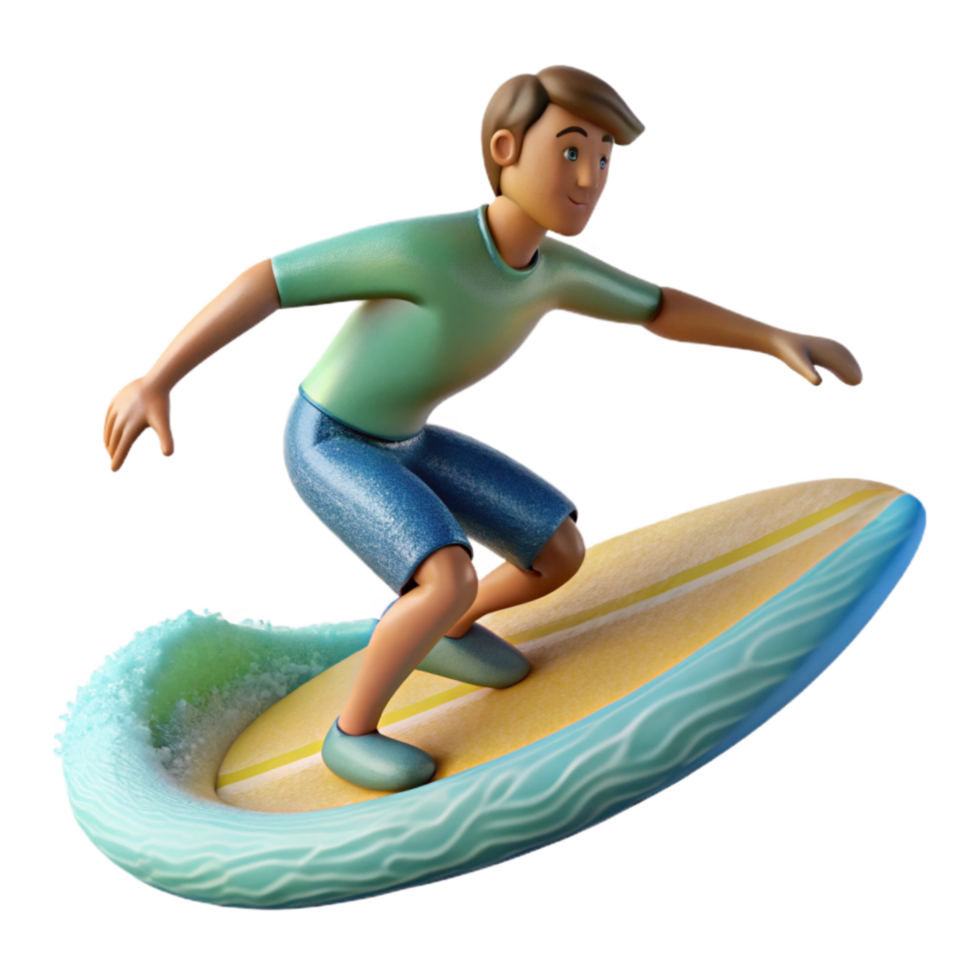 vibrant modern Surfer Riding Wave Side View Cutout high resolution png