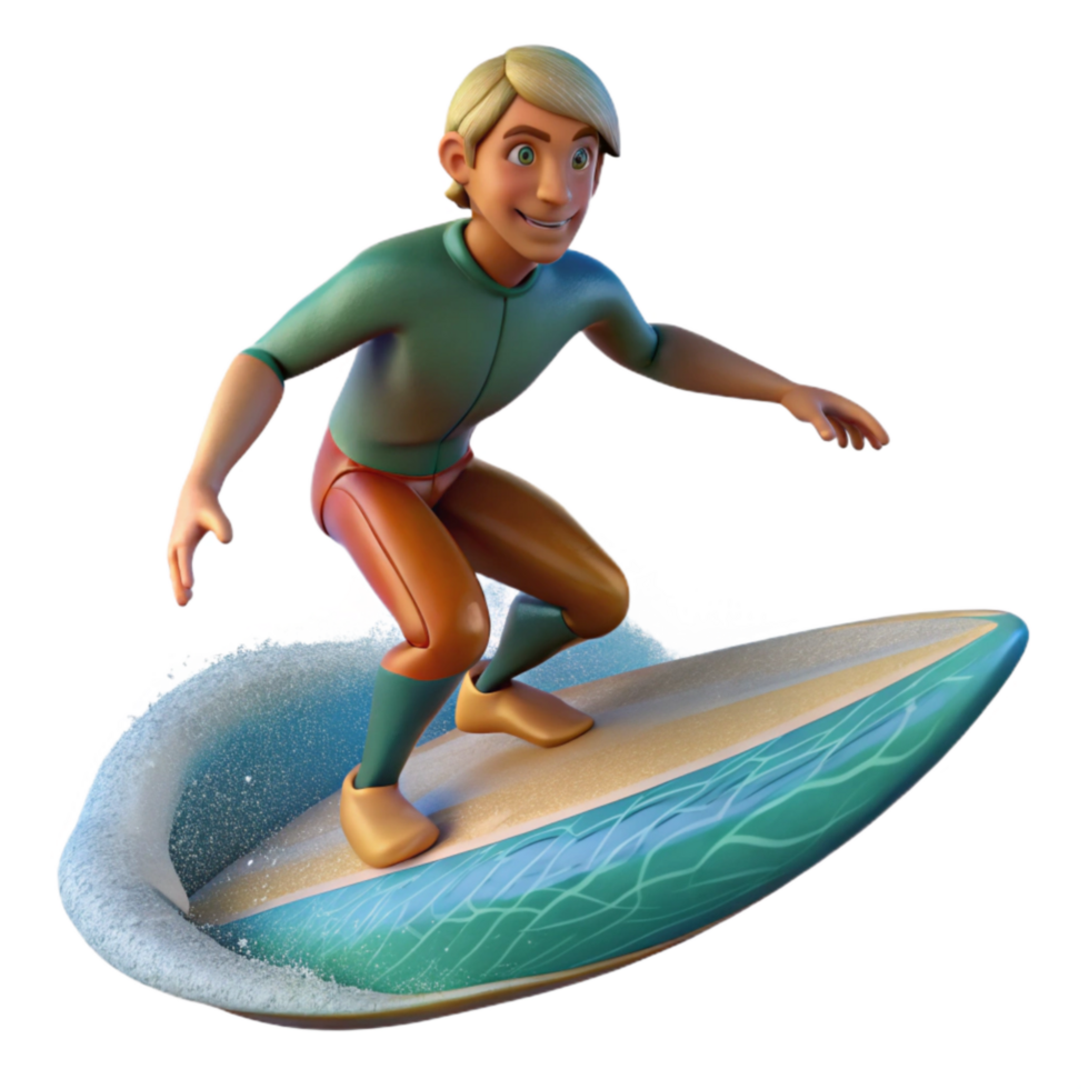 extraordinary modern Surfer Riding Wave Front View Cutout high quality png