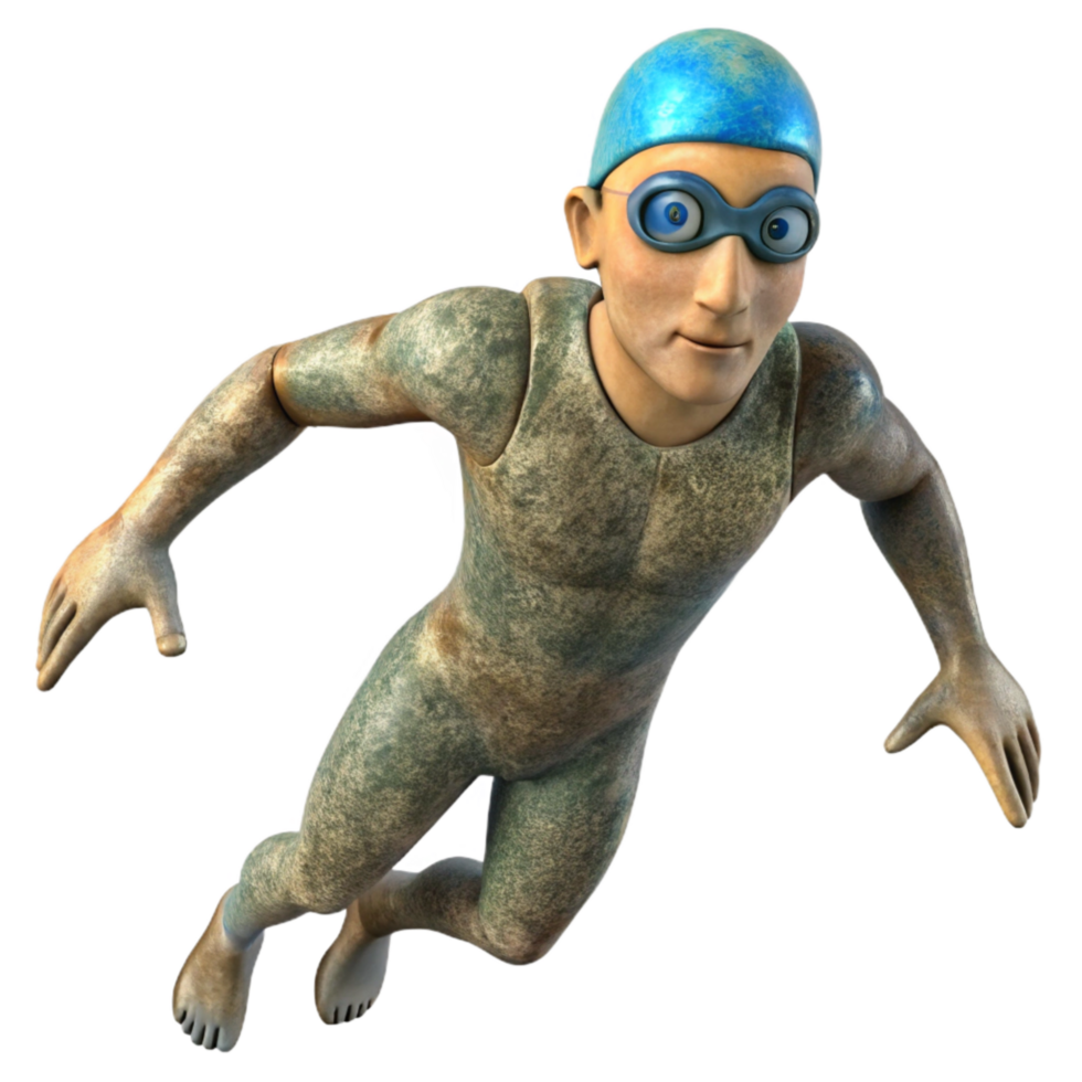 vibrant minimalist Swimmer Underwater Front View Cutout premium png
