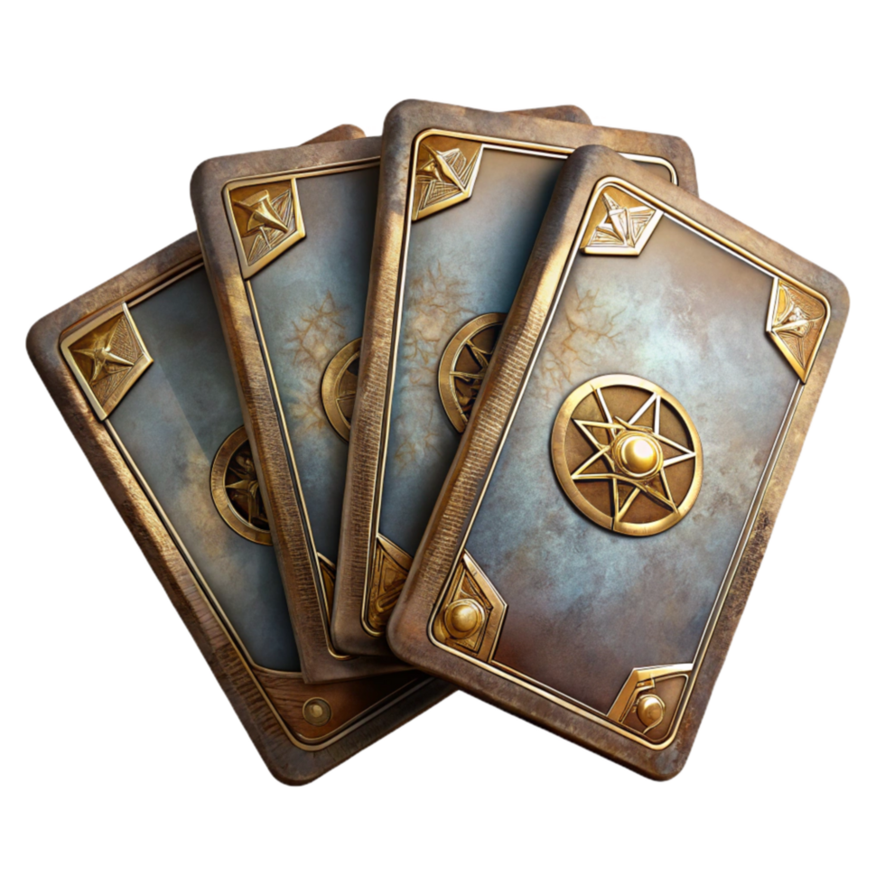 beautiful rustic Tarot Cards Deck Spread Transparent Background authentic png