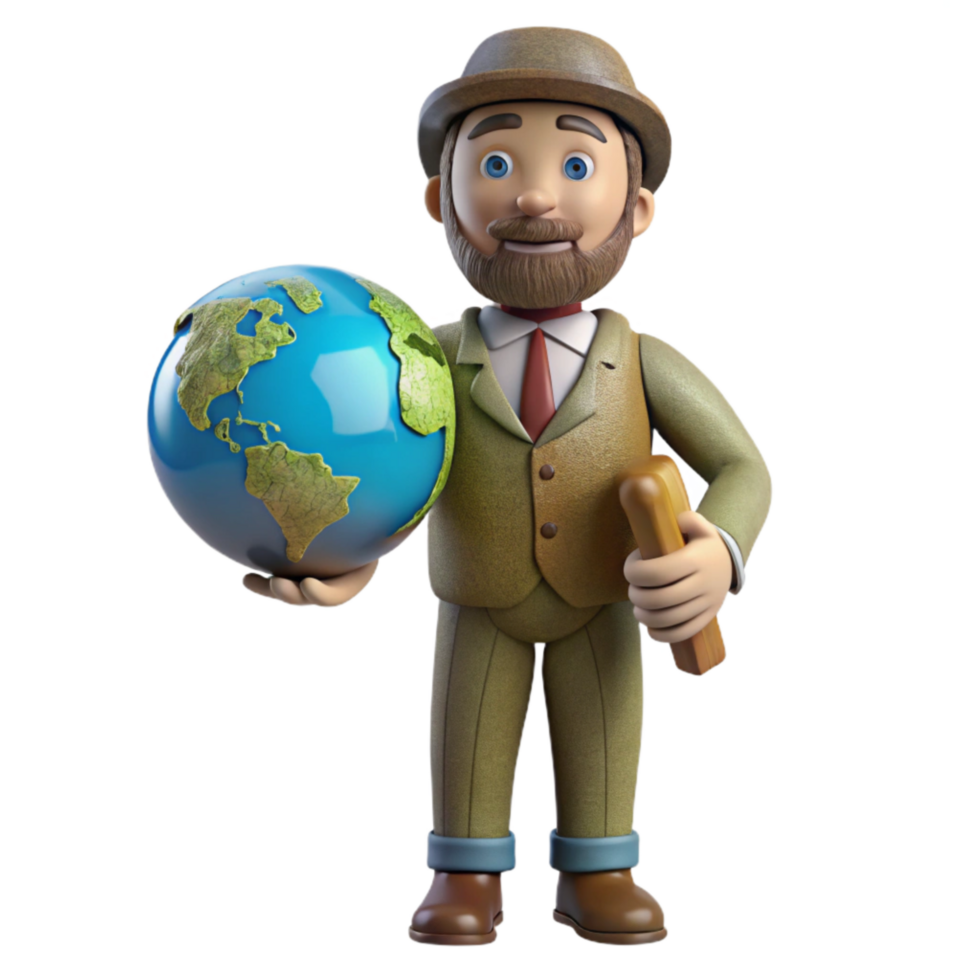 magnificent creative Teacher Holding a Globe Cutout original png
