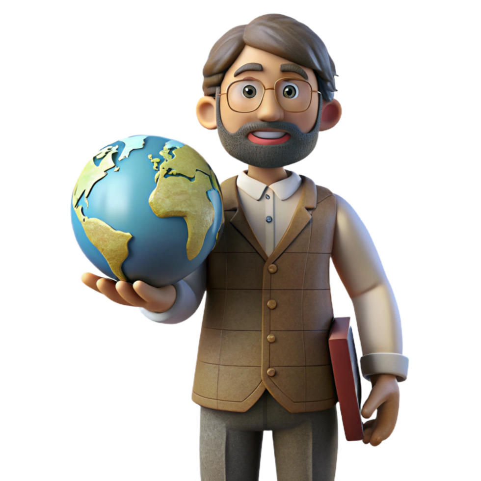 wonderful abstract Teacher Holding a Globe Cutout authentic png