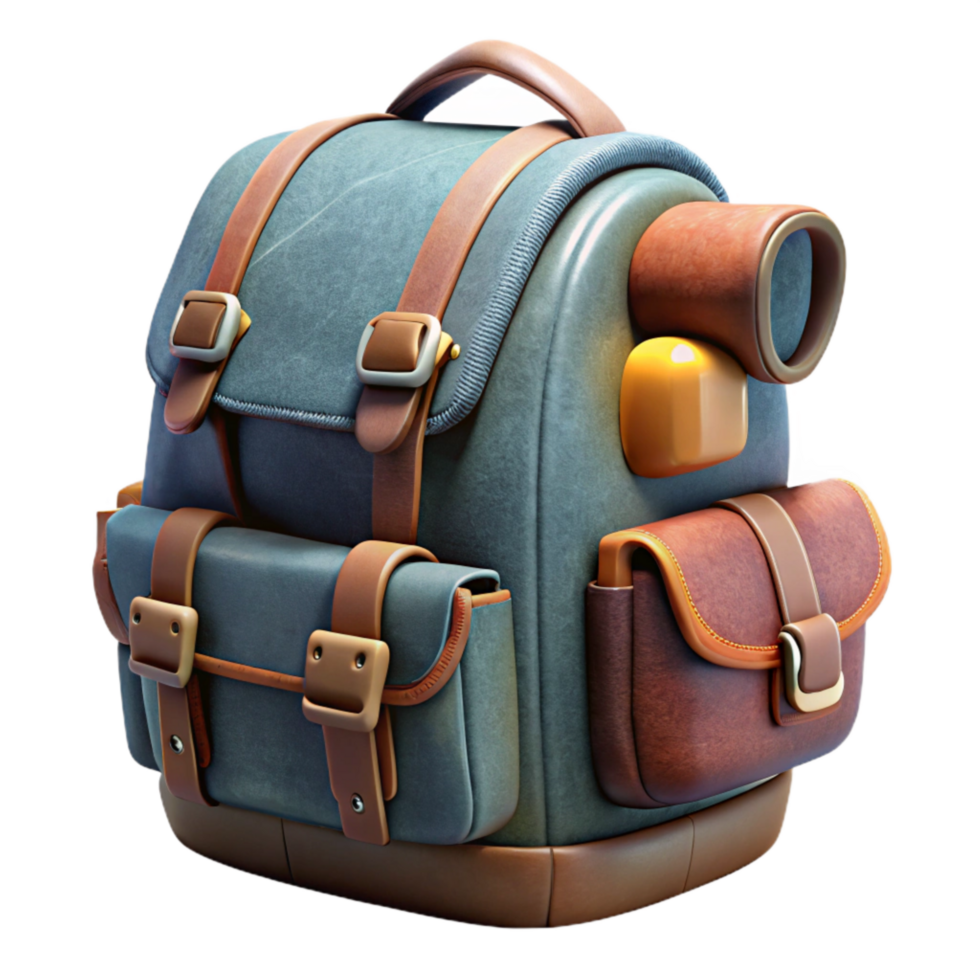 dramatic rustic Trendy Backpack with Multiple Pockets Isolated on Transparent Background professional png
