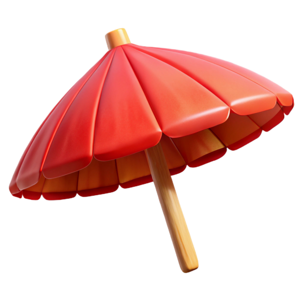 dramatic minimalist Tropical Beach Umbrella Bright Red Cutout 4K png