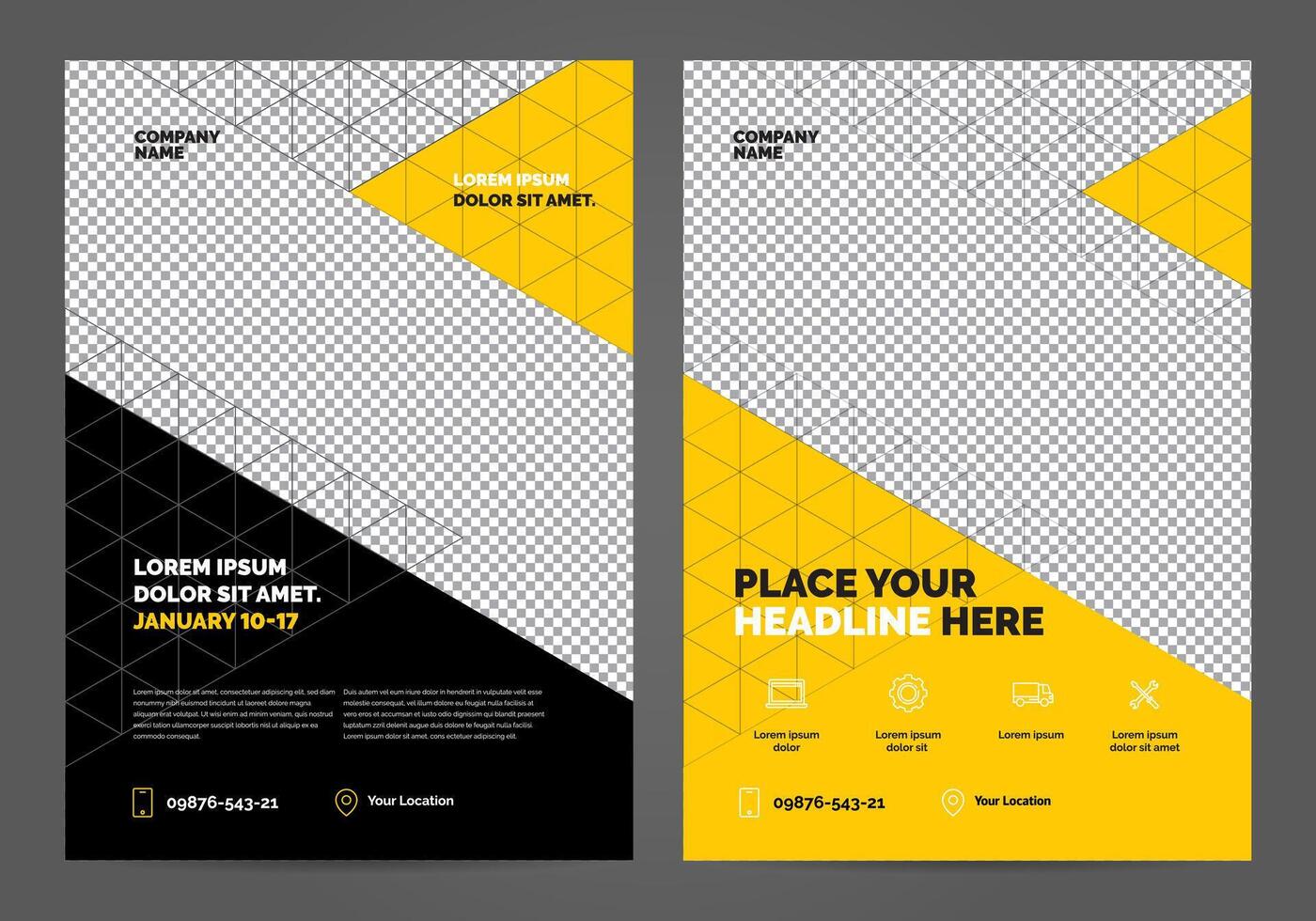 Geometry yellow Brochure Layout template, cover design background, annual reports. Can be adapt to Annual Report, Poster, Flyer, Banner. vector