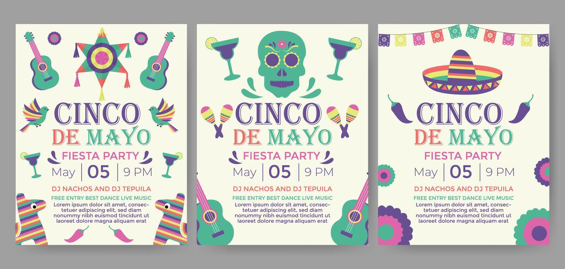 Set of Cinco de mayo invitation design template. vector