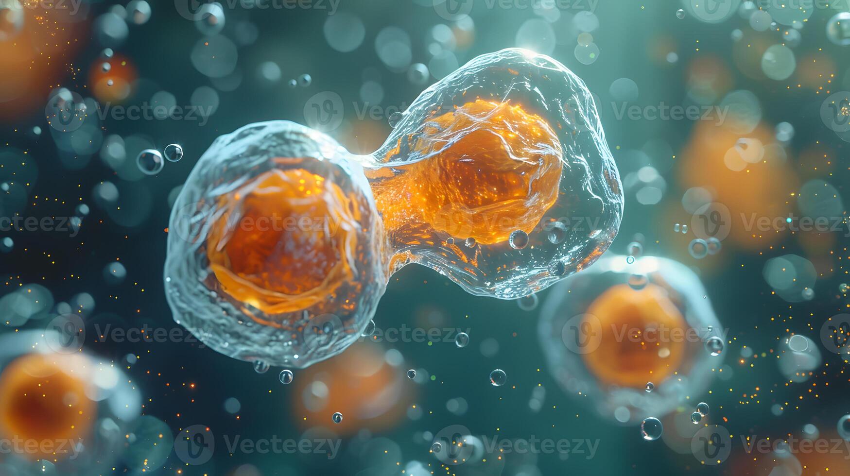 Microscopic Image of Cell Division with Cytoplasmic Details photo