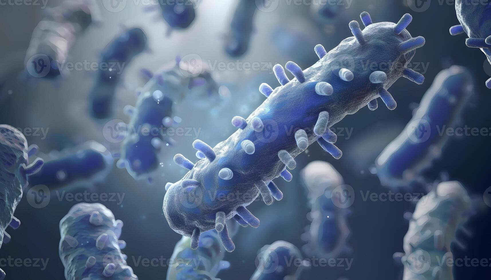 a computer generated image of bacteria under a microscope photo