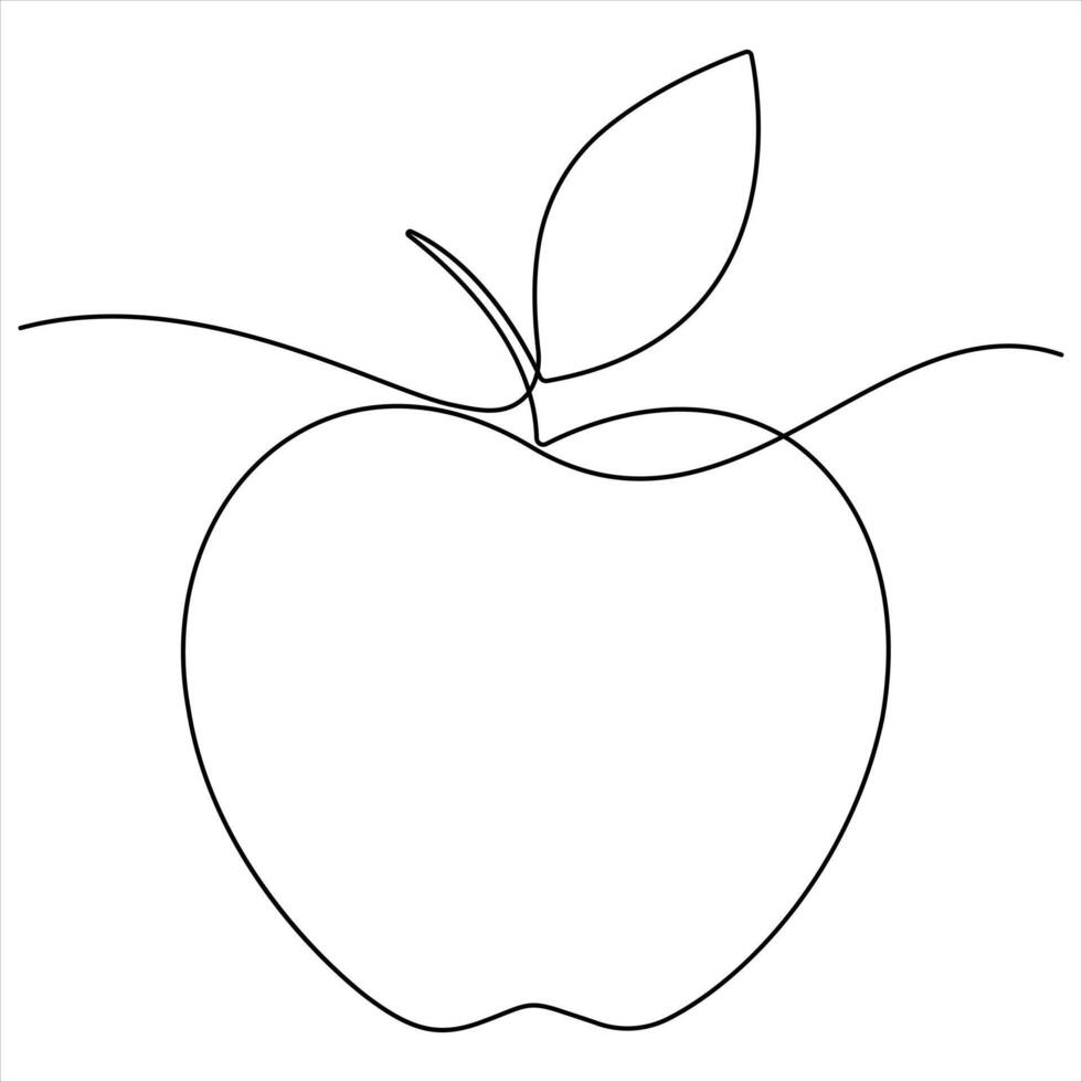 Single continuous line drawing of apple fruit Minimalist style apple fruit line art outline design illustration vector