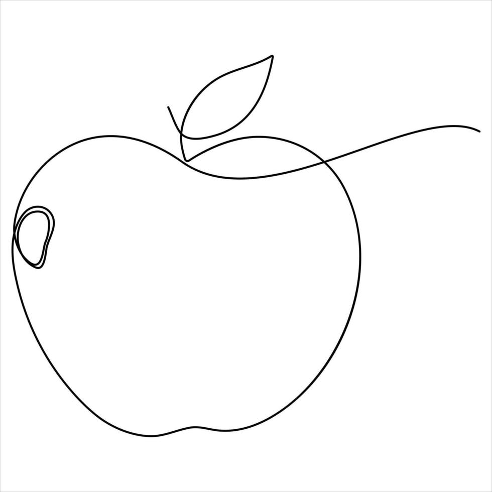Single continuous line drawing of apple fruit Minimalist style vector